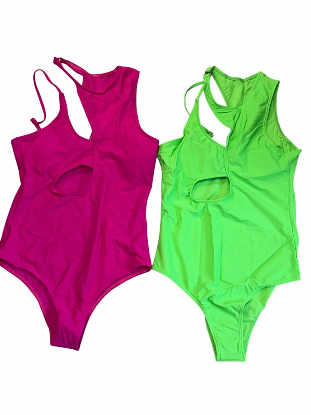 Fuchsia and Neon Green One Piece Cut Out Bundle of 2 Size Small